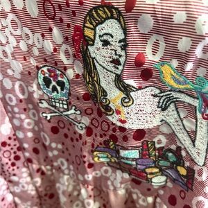 Topshop Red and White Graphic Dress